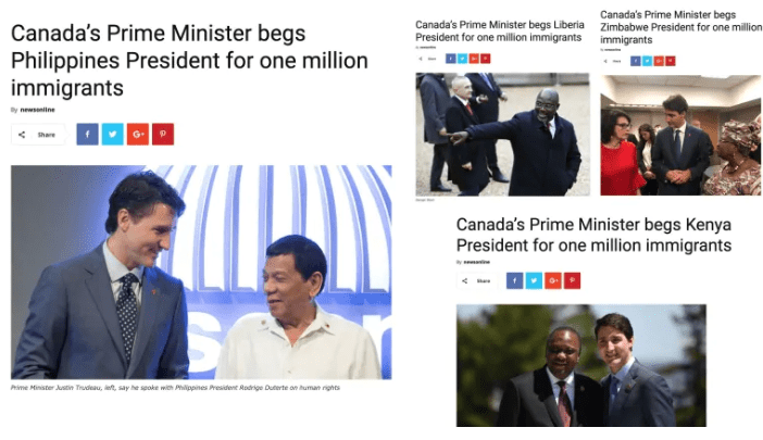 特鲁多求亚非国家发送百万移民是假消息