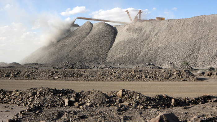 Mining machine is seen at the Bayan Obo mine containing rare earth minerals, in Inner Mongolia